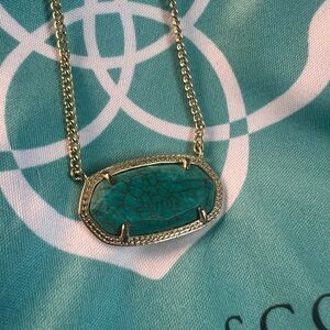 Kendra Scott Gold Necklace with Teal Pendant